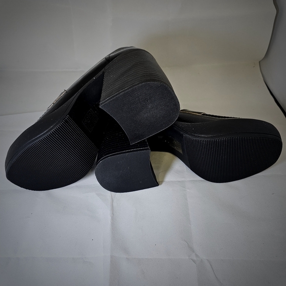 PRINCESS POLLY Black Loafer Platform Heels - Picture 6 of 9